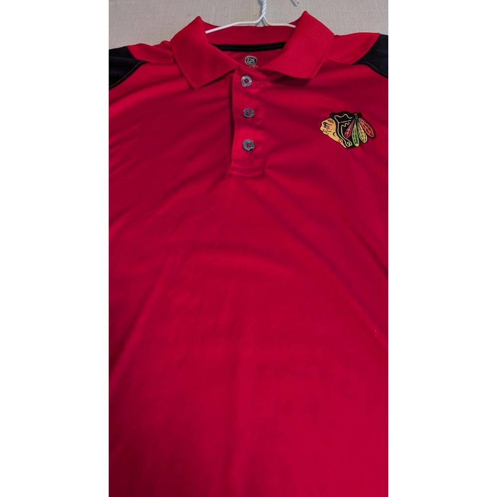 Men's Chicago Blackhawks Polo Shirt Red/Black Size Medium